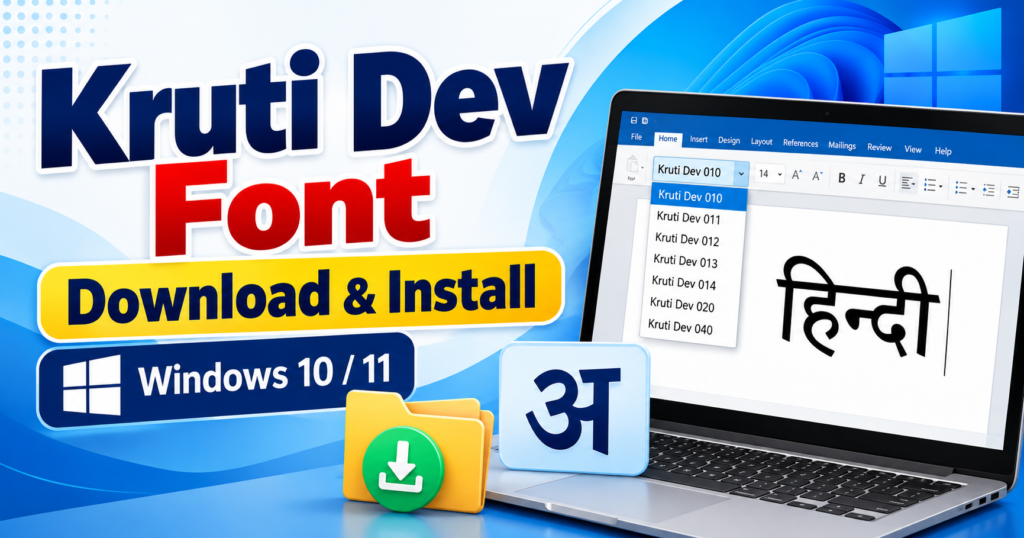 Alt Text में यह डालिए: Kruti Dev Font Download and Install in Windows 10 and 11